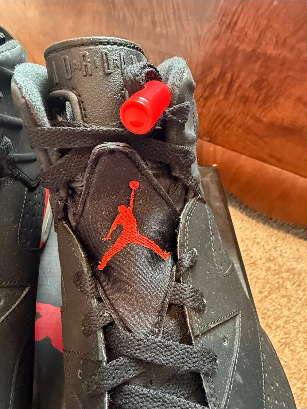 Air Jordan 6 Retro “Black Infared” Men’s Black with Red Accents Sneakers